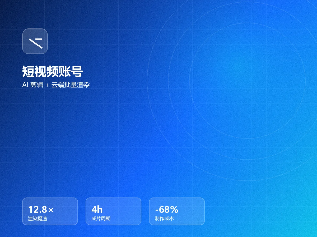 自媒体短视频账号案例：AI 剪辑 + 云端批量渲染，渲染提速 12.8 倍